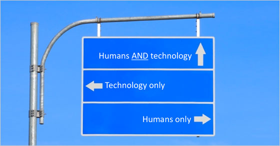 Humans vs. Technology sign