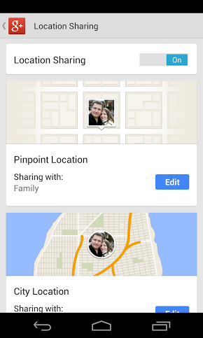 Google+ location sharing