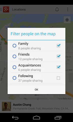 Filter location sharing